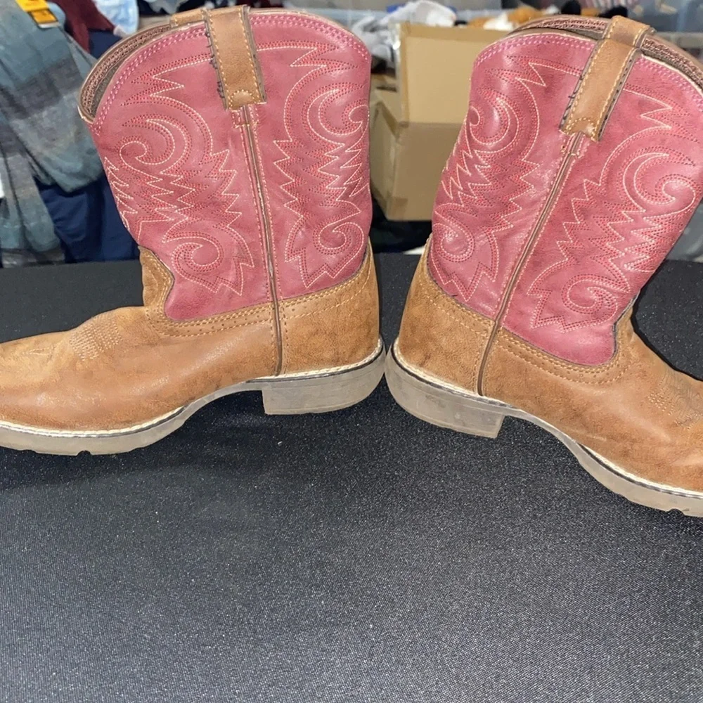 DURANGO Stylish Red and Tan KIDS SIZE 3M BRIAR RED BROWN Western Boots EUC CLEAN